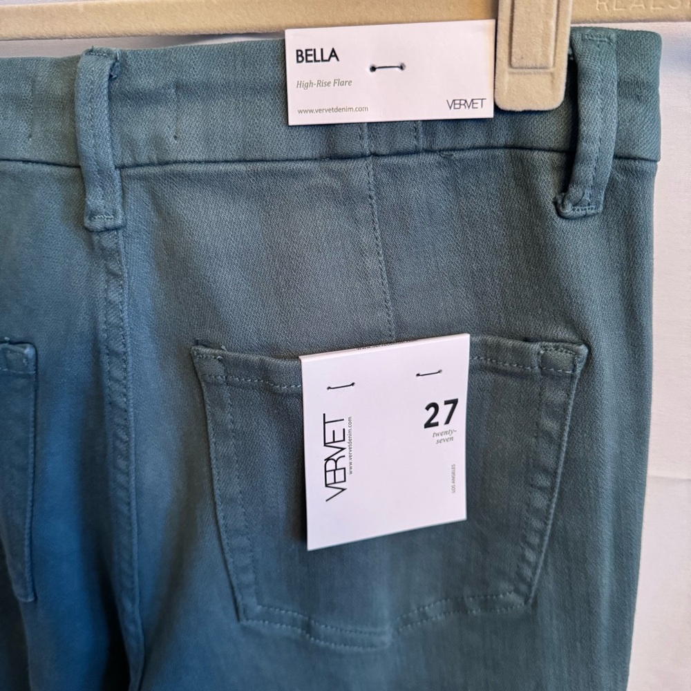 Vervet - Green Wide Leg Flare Jeans with Vintage Raw Hem NWT - Picture 5 of 16